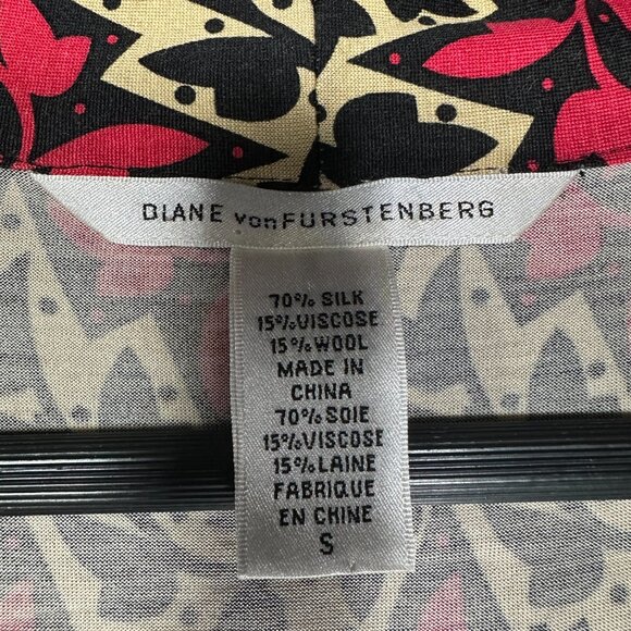 Diane von Furstenberg Top Womens Small Sleeveless Blouse Silk Blend Tie Neck - Picture 4 of 6